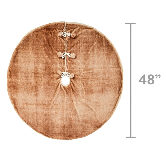 Brown Faux Fur Christmas Tree Skirt, 48" Diameter, by Holiday Time - Picture 2 of 4